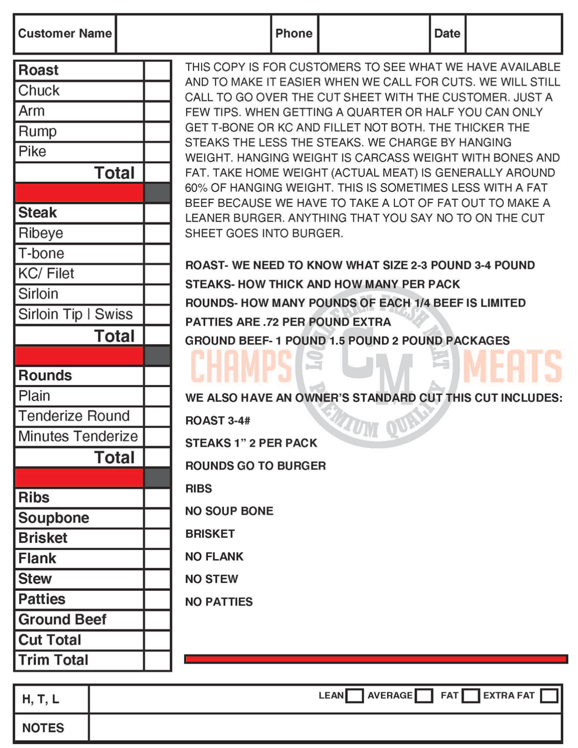Processing Checklist Beef and Pork Processing